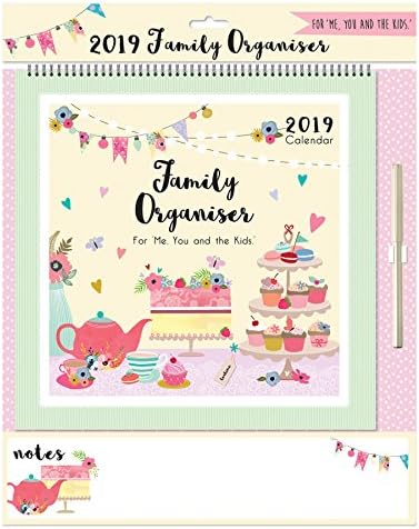 2019 Family Organiser Calendar with Note Board and Pen - Afternoon Tea