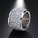 INRENG Women's Stainless Steel Ring Shiny Sequins Pave Sandblast Wide Wedding Band Silver Size 7