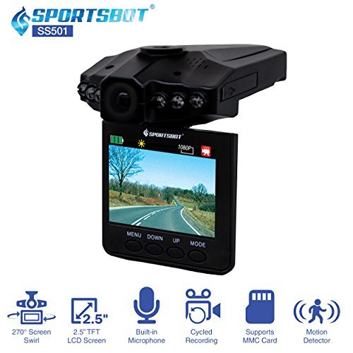 Click Here to See More Images SportsBot SS501 120 Degree Wide Angle Car Dash Camera Video DVR Recorder w/ 2.5