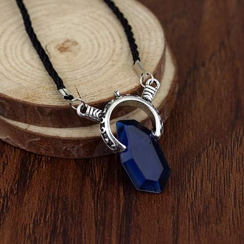 MAGA 1 10pc Fashion Anime Games Trendy Collier DMC Devil May Cry Vergil Red Blue Acrylic Resin Crystal Necklace Pendant Leather Chain