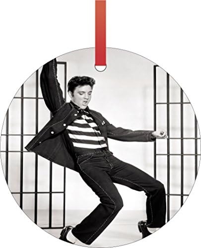 Lea Elliot Elvis Presley Jailhouse Rock, Semi-Gloss Holiday Hanging Tree Ornament, Flat Round-Shaped