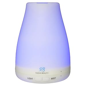 Essential Oil Diffuser 160 ml for Longer Mist - Cool Mist Aromatherapy with 7 Changing Colored LED Lights, Auto Shut-Off, and Adjustable Mist Modes by Radha Beauty