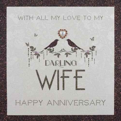 " Happy Anniversary - Darling Wife " Handmade Anniversary Card - BH5
