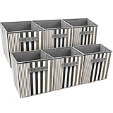 Sorbus Foldable Storage Cube Basket Bin, Vertical Stripe Line Pattern (6 Pack, Black)