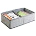 InterDesign Aldo Fabric Dresser drawer and Closet Storage Organizer for Underwear, Socks, Bras, Tights, Leggings - 2 Compartments, Gray
