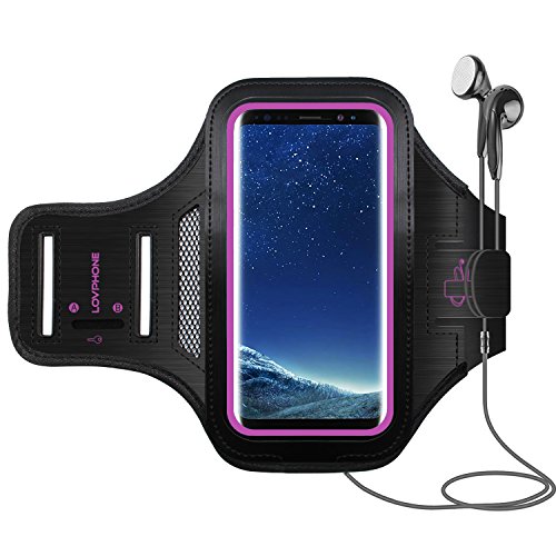 Galaxy S8 Plus Armband - LOVPHONE Sport Running Exercise Gym Sportband Case for Samsung Galaxy S8 Plus, with Key Holder & Card Slot,Water Resistant and Sweat-proof(Rosy)