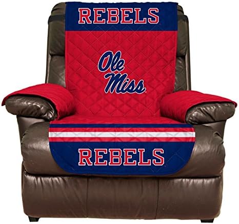 Deluxe Home Reversible Couch Cover - College Team Sofa Slipcover Set/Furniture Protector - NCAA Officially Licensed (Recliner, University of Mississippi Rebels (Ole Miss))