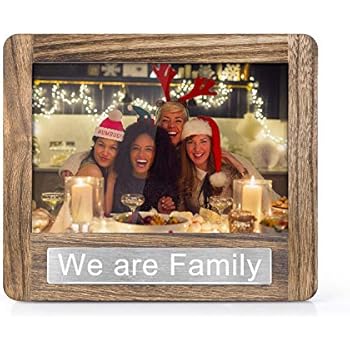 DLQuarts Picture Photo Frame 4x6 for Table Top Display and Wall Mounting We are Family Theme Horizontal Picture Frame Carbonized Black