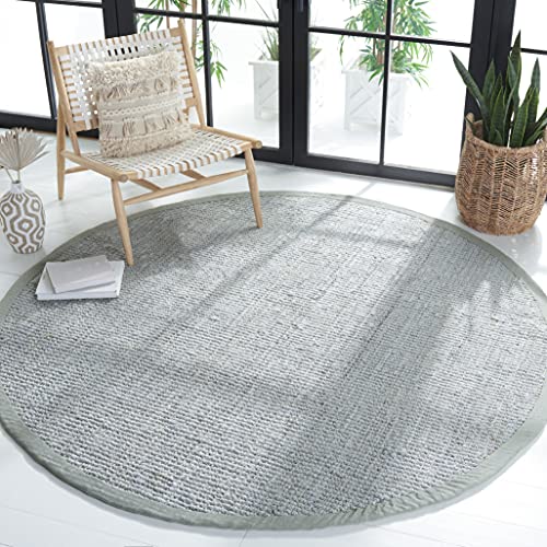 SAFAVIEH Natural Fiber Collection Area Rug - 5' Round, Grey, Handmade Farmhouse…