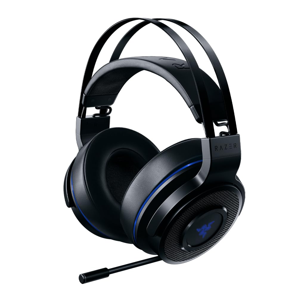Razer Thresher for PlayStation - Wireless Gaming Headset for PS4, PS5 and PC (Wireless Headphones, 16 Hours of Battery Life, on-Headset Control, Artificial Leather ear pads) Black-Blue