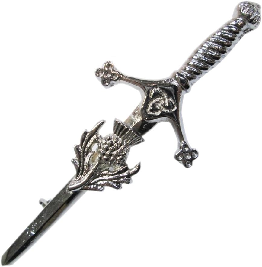 SCOTTISH CLAYMORE SWORD AND THISTLE KILT PIN