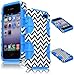 iPhone 4 Phone Case, Bastex Hybrid Model Baby Blue Silicone Cover with Black & White Chevron Pattern Hard Case
