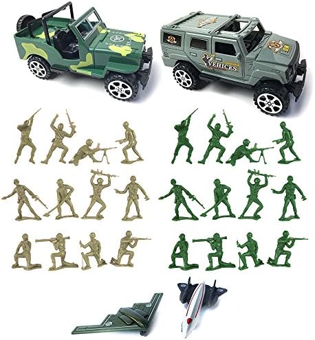 Plastic Army Men Planes and Trucks - 35 Coldwar Plastic Army Men, 2 Jeeps and 2 Diecast Army Planes Cold War