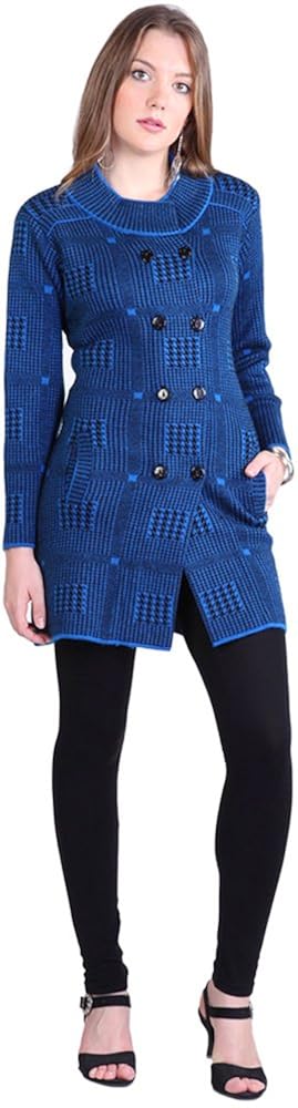 montrex blue double breasted coat for women