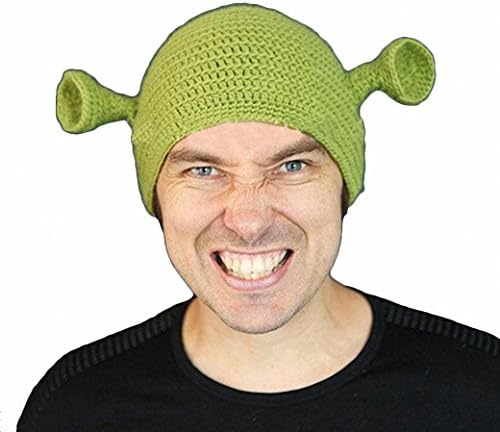 JcxHat Men's Green Funny Monster Ears Crochet Chunky Warm Winter Knit Hat Beanie Skully Cap