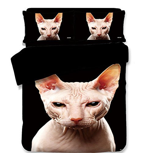 Sphynx Cat King Duvet Cover Sets for Kids, 3 Pieces Bedding Set for Kids Girls Boys with 2PC Pillowcases, No Comforter