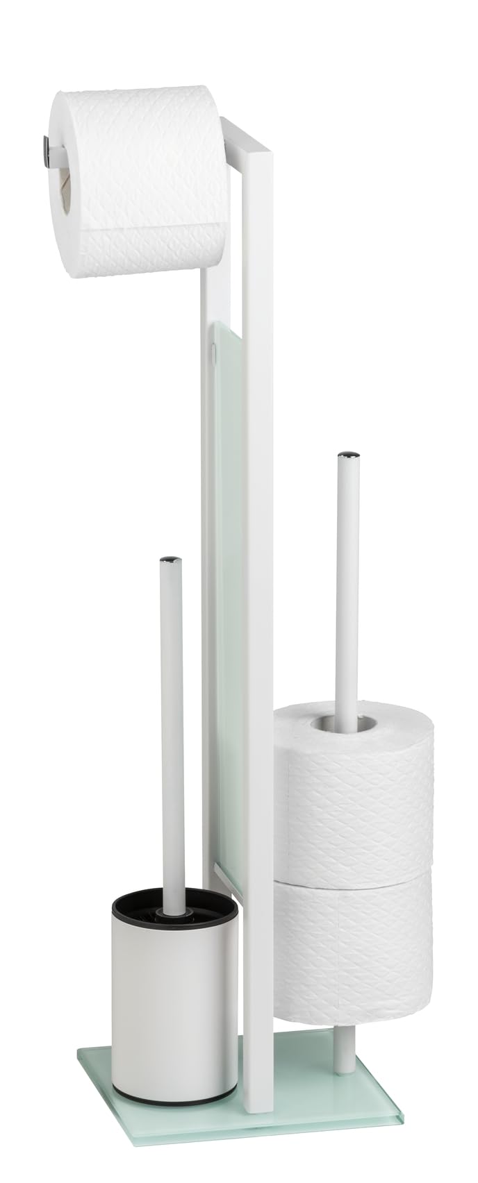 WENKO 21565100 Free standing toilet brush Rivalta White - Steel, 18 x 70 x 23 cm, White