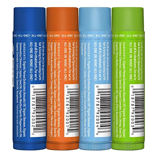 Dr. Bronner's Organic Lip Balm Variety Peppermint, Orange Ginger