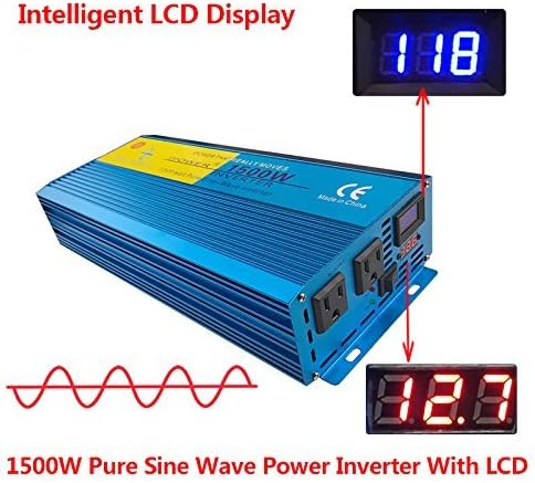 iPowerBingo Digital Display PURE SINE WAVE POWER INVERTER Converter 1500W/3000W MAX DC 12V To AC 110V CAMPING BOAT