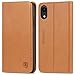 SHIELDON Genuine Leather iPhone XR Folio Wallet Magnetic Protective Case Shock Absorbing RFID Blocking Card Holder Kickstand Compatible with iPhone XR (6.1 inch) - Brown