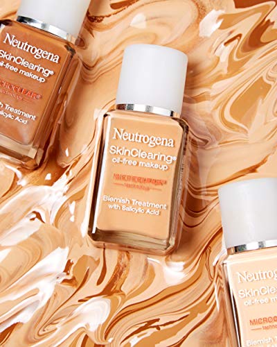 NEUTROGENA SKINCLEARING OIL-FREE ACNE AND BLEMISH FIGHTING LIQUID FOUNDATION WITH SALICYLIC ACID ACNE MEDICINE, SHINE CONTROLLING, FOR ACNE PRONE SKIN, 80 MEDIUM BEIGE, 1 FL. OZ