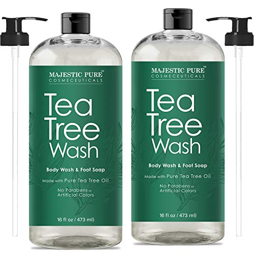 Antifungal Tea Tree Body Wash, Helps Nail Fungus, Athletes Foot, Ringworms, Eczema & Body Odor, Soothes Itching & Promotes Healthy Feet, Skin and Nails, Naturally Scented, Set of 2 16 fl. Oz