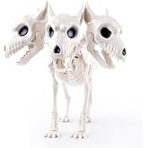 12’’ Halloween Three-Headed Dog Skeleton Statue Prop Animal Decoration | Spooky Realistic Puppy for Scary Props Indoor Outdoor Party