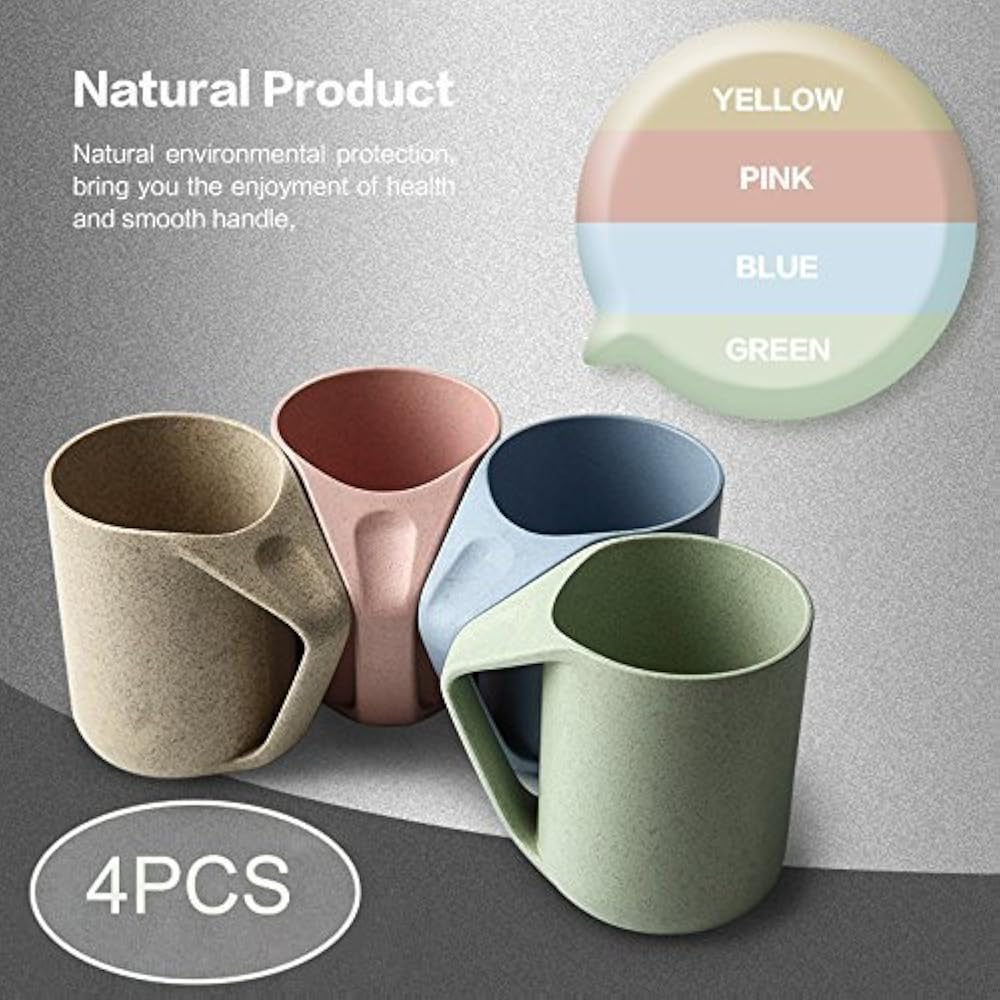4pcs Eco Friendly Healthy Wheat Straw Biodegradable Plastic Cup Mug For Water, eBay
