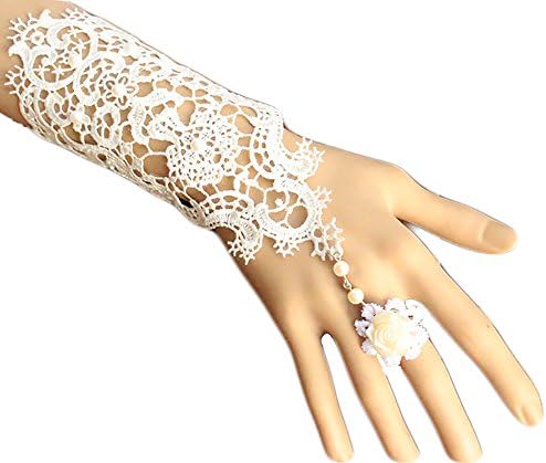 Victorian Gothic Lace Vampire Slave Bracelet (White)