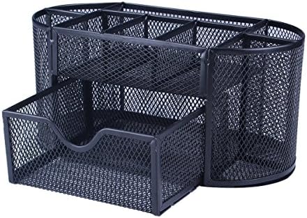 Ulike2 Office Desk Organiser Set Office Tidy Organiser Desk Caddy Tray Multi-functional Black Metal Pencil Pot Pencil Holder