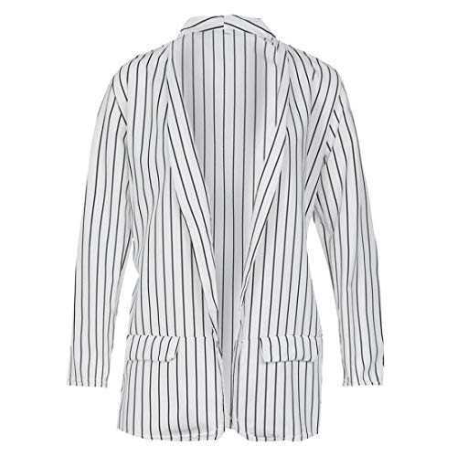 Striped Blazer Jacket Women Ladies Long Sleeve Stylish Duster Coat - Thumbnail 4