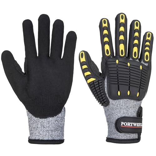 Portwest A722 Durable Anti Impact Cut Resistant Glove Grey/Black, XX-Large