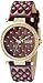 Burgi Women's BUR154BUR Yellow Gold Quartz Watch with Swarovski Crystal Accents and Burgundy Dial With Burgundy Quilted Satin Strap
