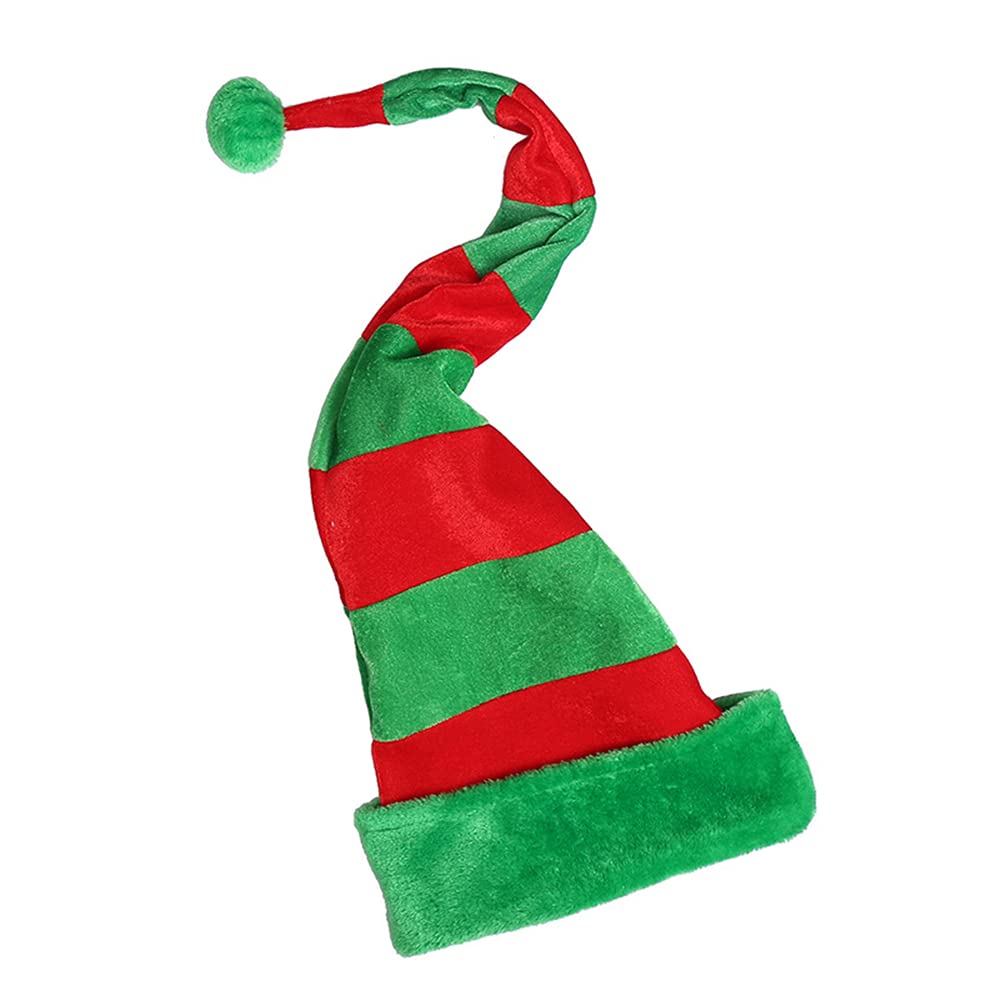 iNszkoos Unisex Christmas Long Striped Santa Claus Cap Red-Green Clown Hat Plush Elf Hat for Kids Adults, Christmas Headdress Accessory Props Xmas Holiday Theme Party Prom dress up