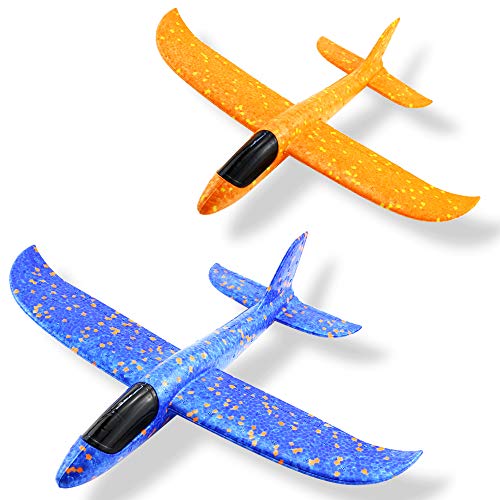 Weoxpr 2 Pack 35cm Soft Foam Airplane, Manual Throwing Inertial Plane Model for Outdoor Sports Toy ＆ Kids Toys Gift - Thumbnail 5