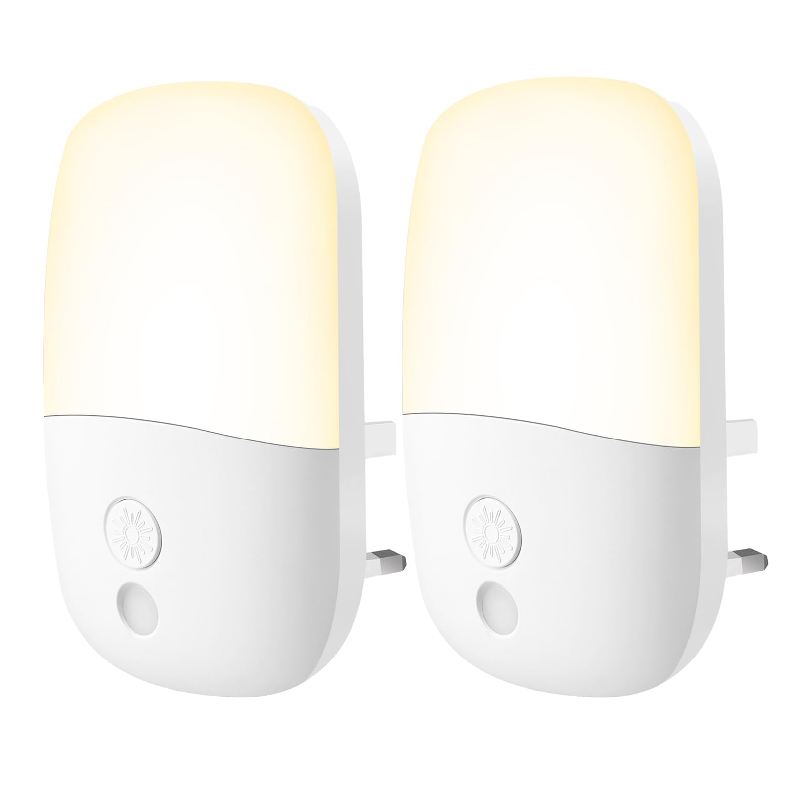 Jsdoin Wall Mount Night Light, with 5 Levels of Brightness and Dusk to Dawn Light Sensor, Children's Night Light for Children's Rooms, Stairs, Hallways, Bedrooms, Warm White (2, Mini)