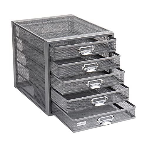 Mind Reader Desk Organizer, Silver 5 Drawer Pricepulse