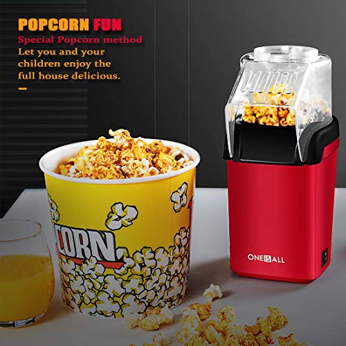 image for Popcorn Maker, Oneisall 1200W Fast Popcorn Machine, Hot Air Popcorn Po