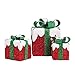 CrownLand Christmas Lighted Gift Box Set Original Classic Holiday Fashion Xmas Decoration Set of 3 Green red White LED