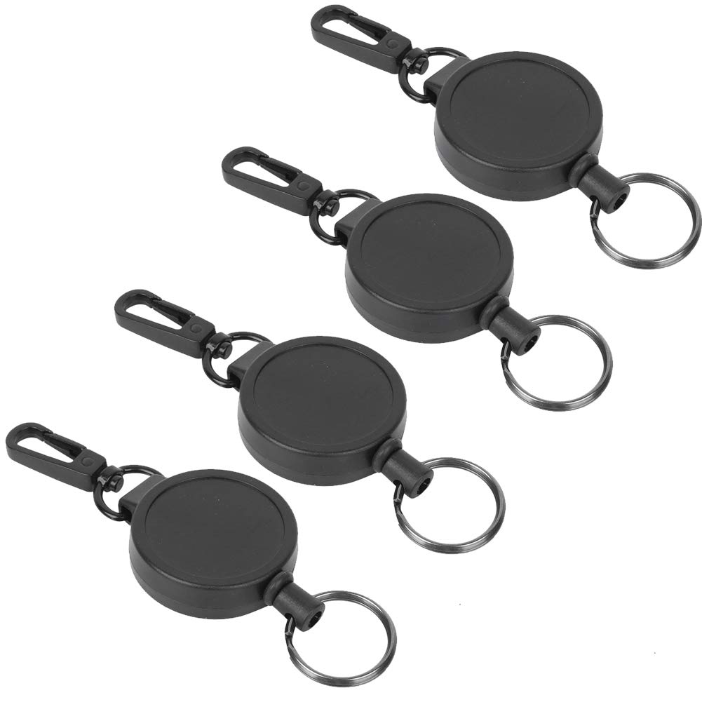 Telescopic Keychain,Anti Theft Retractable Key Ring High Resilience Wire Rope Carabiner Keychain Anti Multi Tool with Chain Steel Cable and Round Type for Advertising Promotion Gift Giving 4PCS