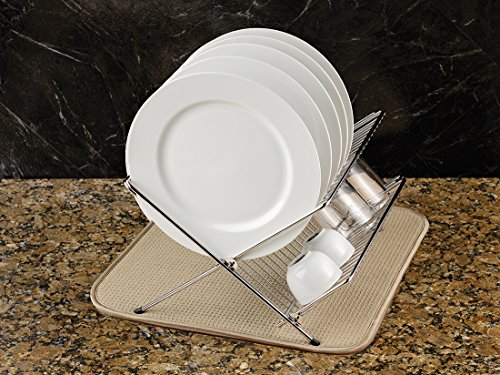 S&T 430100 Microfiber Dish Drying Mat, 16 by 18-Inch, Tan Circles