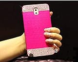 Galaxy Note 3 Case ,LA GO GO(TM) Beauty Luxury Diamond Hybrid Glitter Bling Hard Shiny Sparkling with Crystal Rhinestone Metal Aluminum Back Cover Case for Samsung Galaxy Note 3 N9000 (Hot Pink, Galaxy Note 3)
