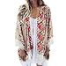Mixmax Women Flowy Sheer Crop Sleeves Loose Chiffon Kimono Cardigan Blouse Top (Medium, Lace 2)