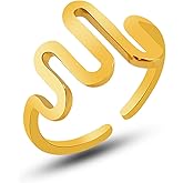LFDHDDX 18K Gold Plated Knuckl Aesthetic Ring For Women Dainty Stackable Rings Open Band Statement Ring Finger Jewelry Gift