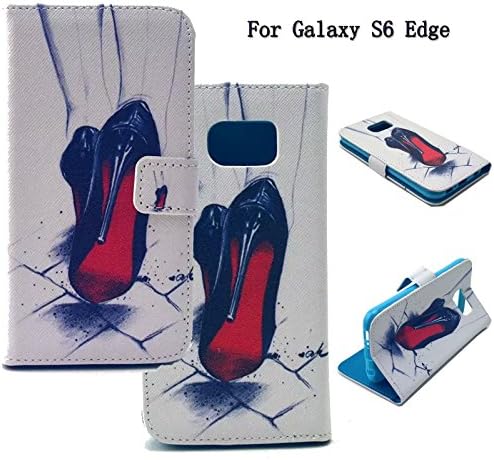 Galaxy S6 Edge Case, Newshine [Stand Feature] Wallet Case [Slim Fit] Premium PU Leather Card Slots Flip Case Cover [Wallet Function] with Stand ID &amp; Credit Card Pockets Fit for Samsung Galaxy S6 Edge (Sexy High Heels)