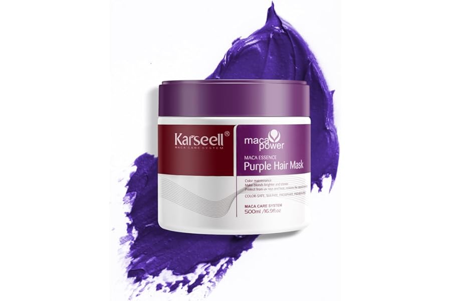 Karseell For Blonde Silver Gray Highlighted Hair Purple Hair Mask Professional Neutralizes Brass & Yellow Tones 16.90 oz 500ml