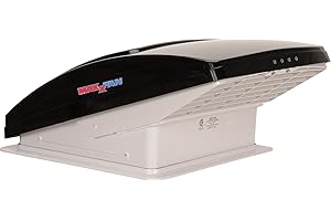MAXXAIR Maxxfan Deluxe Vent, Fan and Vent Cover All in One - Powerful 4-Speed Reversible Fan with Thermostat, Built-in Rain Cover, Exhuast Air Only, Fits 14"" x14 Roof Openings, Smoke (00-06401K)