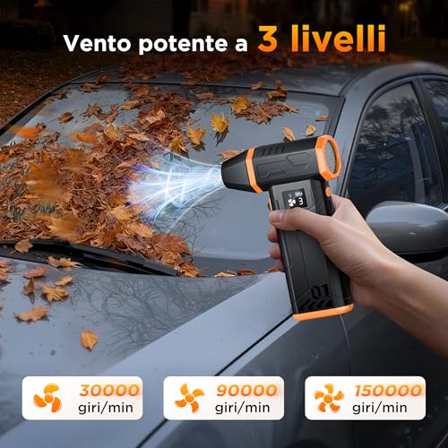 VIWAVE Compressed Air Spray Electric 150000RPM, 3 Speed Battery Blower Cleaning Kit for PC, Portable Compressed Air Duster with LED, Mini Compressed Air for PC Keyboard Car Sofa