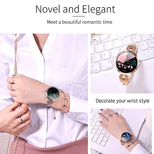 Rose-Gold-Smart-Watch-Bracelet-Ladies-Elegant-Fitness-Tracker-with-Pedometer-Calorie-Sleep-Monitor-Heart-Rate-Exercise-Stainless-Steel-Wristband