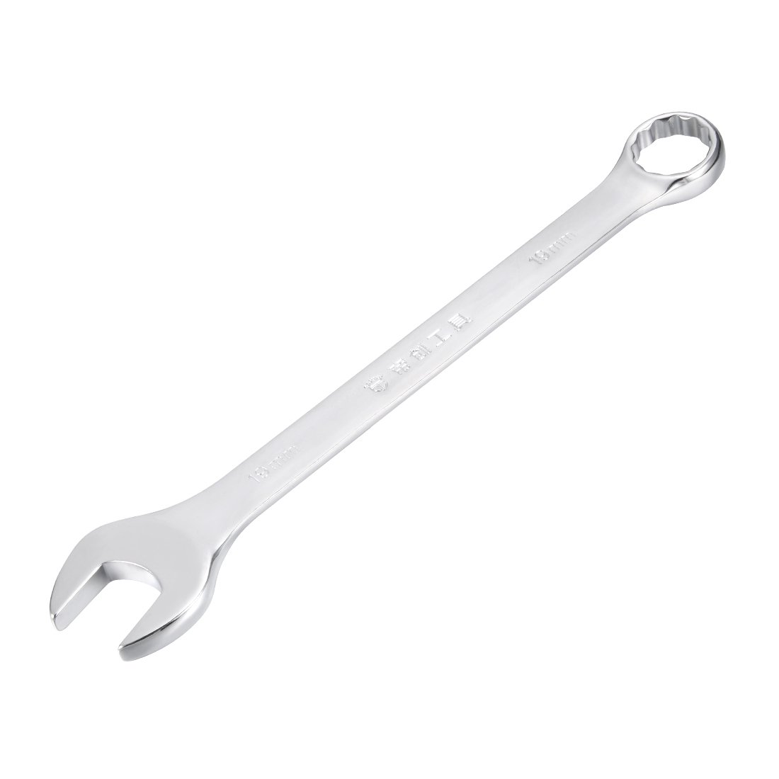 Sourcingmap Metric 19mm 12-Point Box Open End Combination Wrench Chrome Finish, Cr-V
